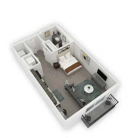 Floor plan for studio, 1 bath, 519 sqft